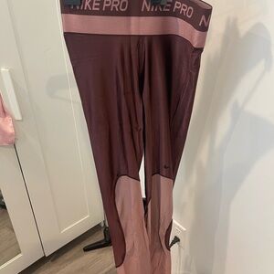 Nike Pro Women's Leggings - Burgundy and Pink